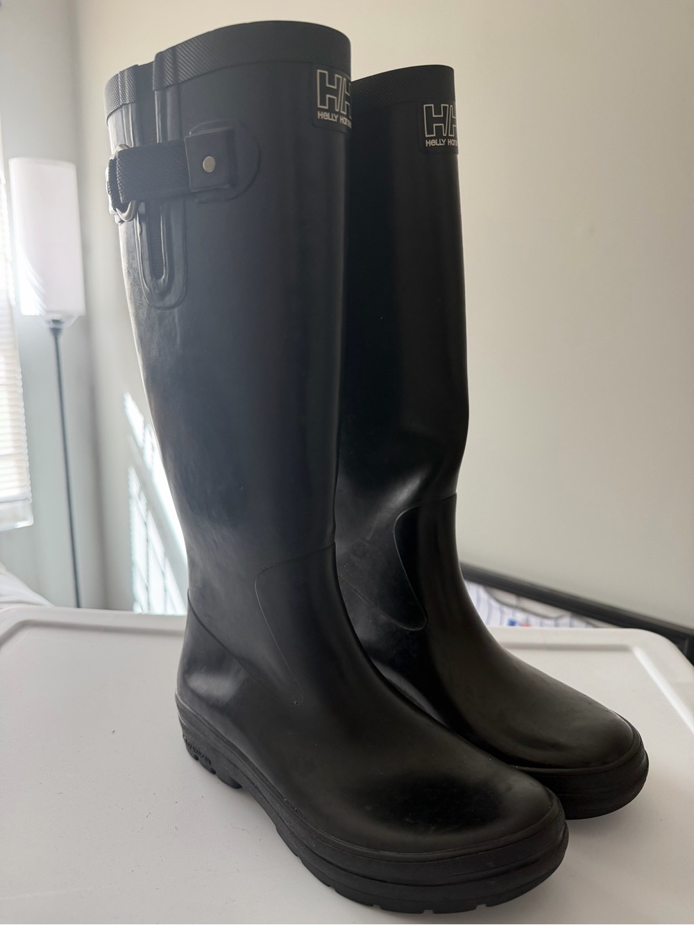 HELLY HANSEN Women's Black Rain Boots with Buckle Detail